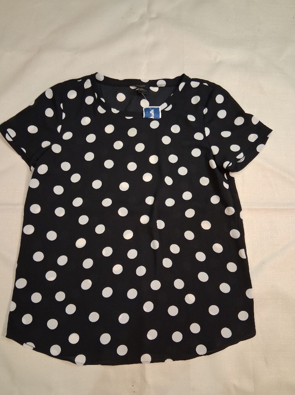 Ann Taylor Factory Black and White Polka Dot Short Sleeve Blouse